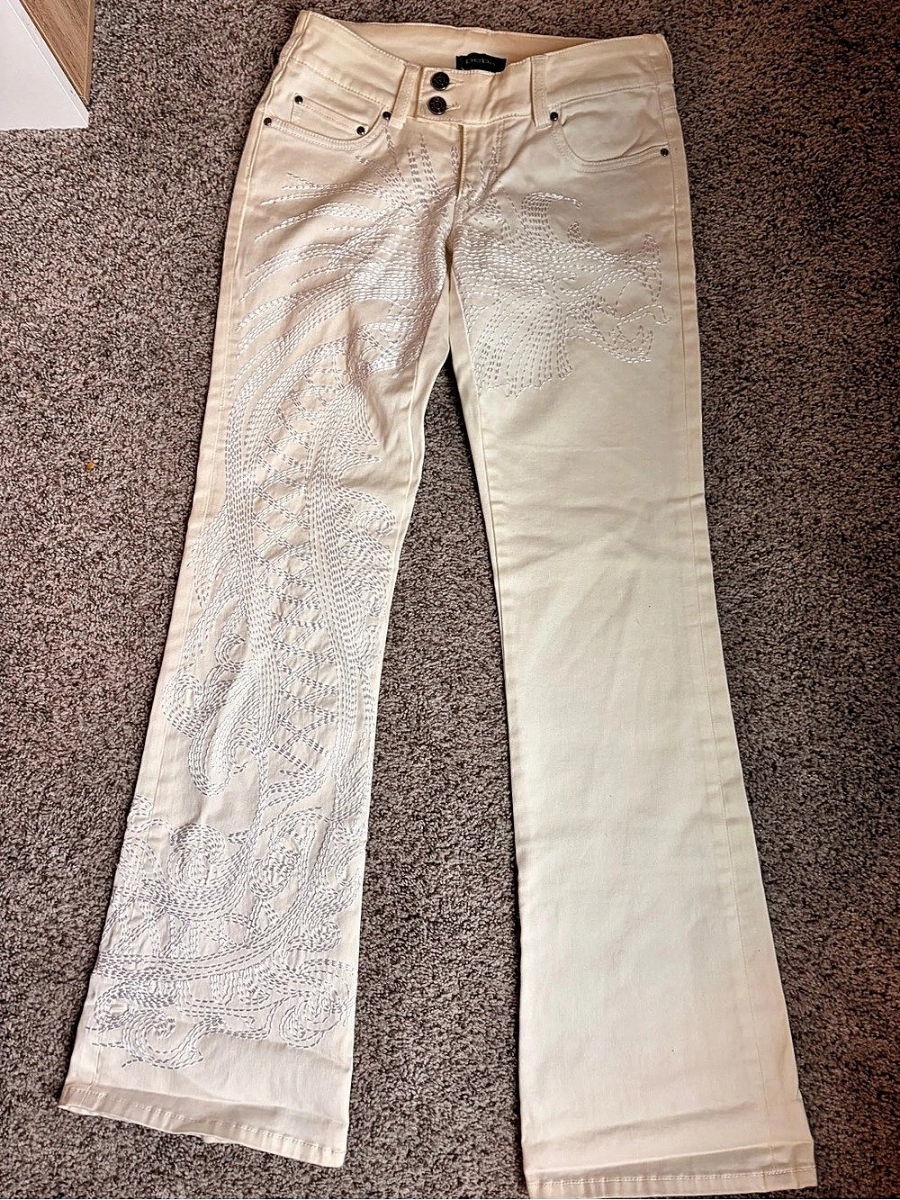 Vintage Bebe Embroidered Flared Jeans